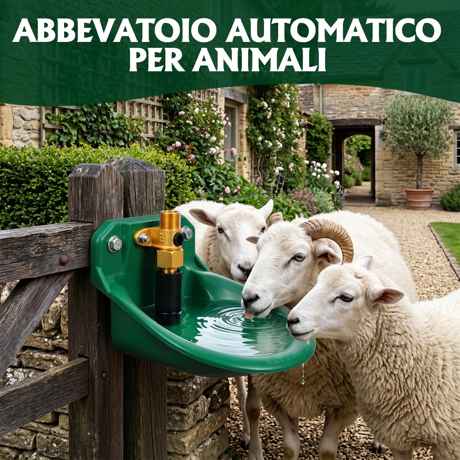 Farm & Ranch - Ciotola automatica per l’acqua per pecore, valvola in rame