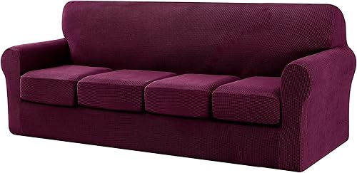 Vista 72 de CHUN YI - Funda elástica para sofá biplaza, 3 piezas, suave, lavable, con 2 fundas de cojín separadas para perros, tela jacquard de elastano a