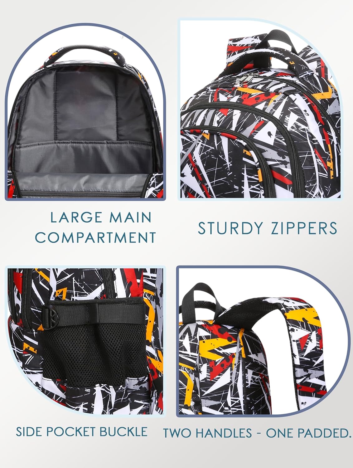 BLUEFAIRY Kids Backpack for Boys Elementary Primary Middle School Book Bags Bookbags Back to School Bags Large Compartment Mochila Escolar para Niños de 8-10 Triangle Black 17” - Image 5