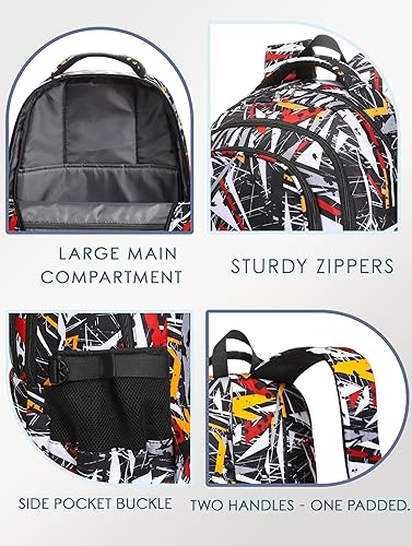 Miniatura 5 de BLUEFAIRY Mochila escolar para niños de regreso a la escuela, bolsa de libros, Negro Blanco, Triángulo