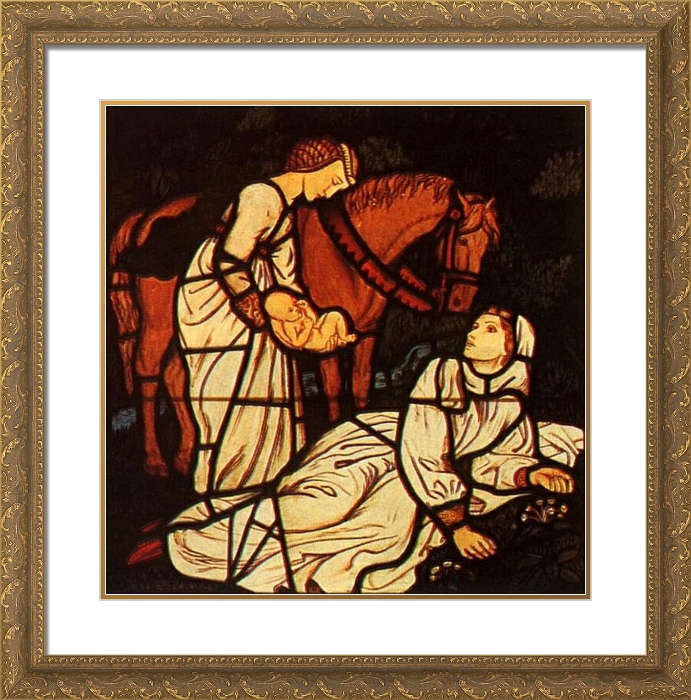 ArtDirect Hughes, Arthur 20x20 Gold Ornate Framed Art Print with Double Matting Titled: The Birth of Tristan