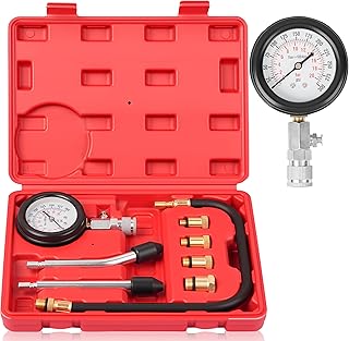 Professional Petrol Engine Compression Tester Kit Set for Automotives and Motorcycles - Red