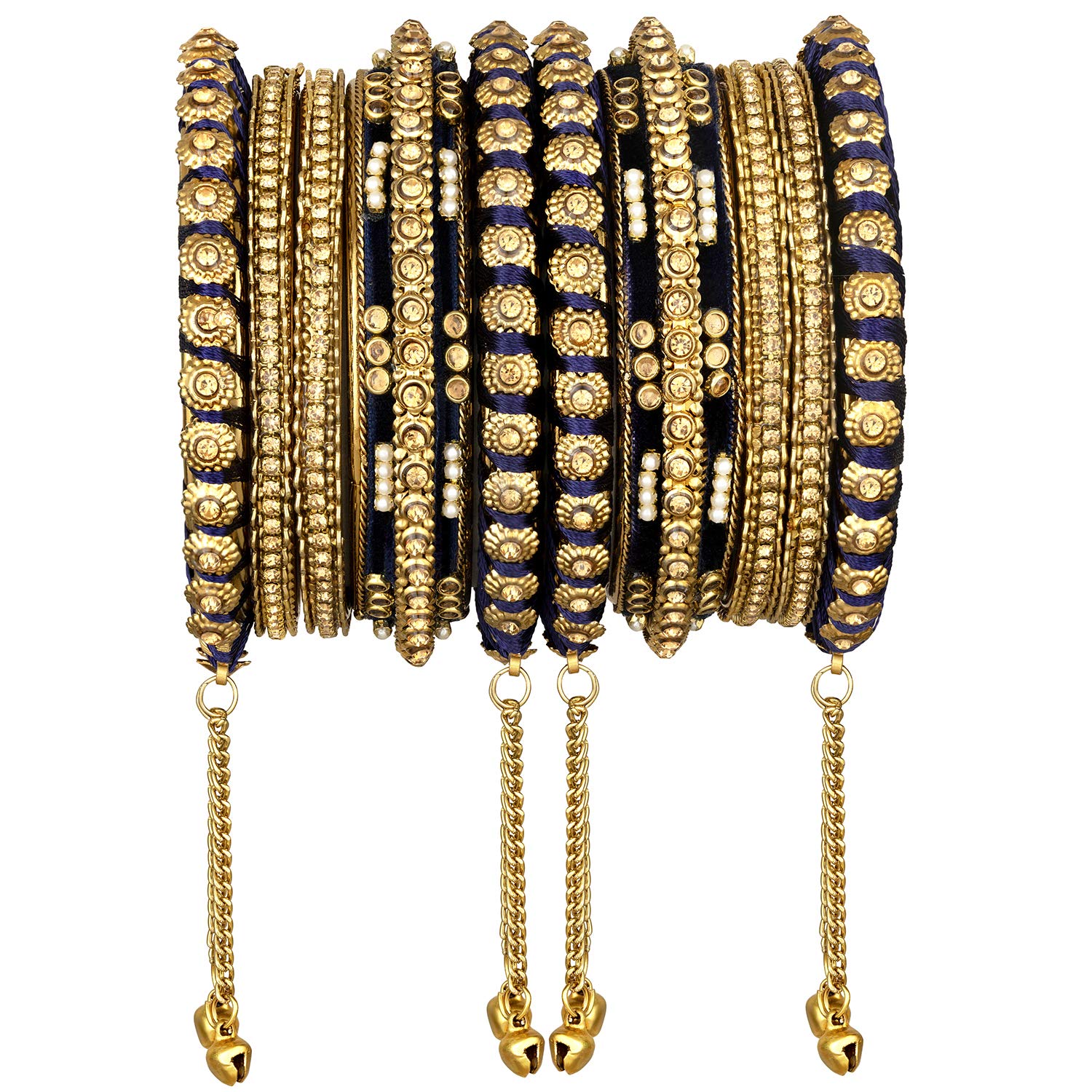 Peora Velvet Gold Plated & Kundan Chuda Set Navratri Gift for Women Girls (Blue) (B08QFW39TY) Amazon Price History, Amazon Price Tracker