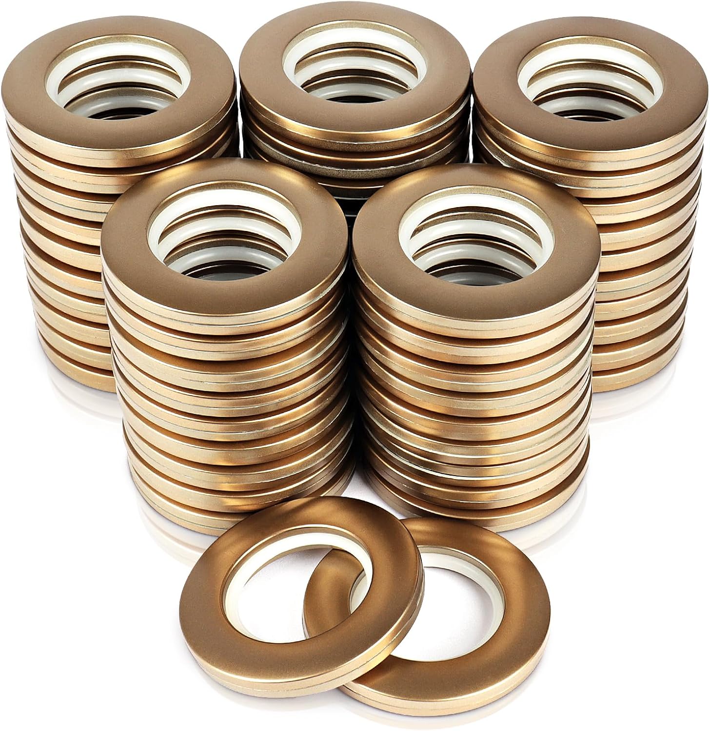 50 Pack Curtain Grommet 1-9/16 Inner Diameter 40mm Inner Plastic Ring Can Make Curtain Grommet Kit A Bit Quieter On The Rod for Window Shower Drapery,Living Room(Gold)