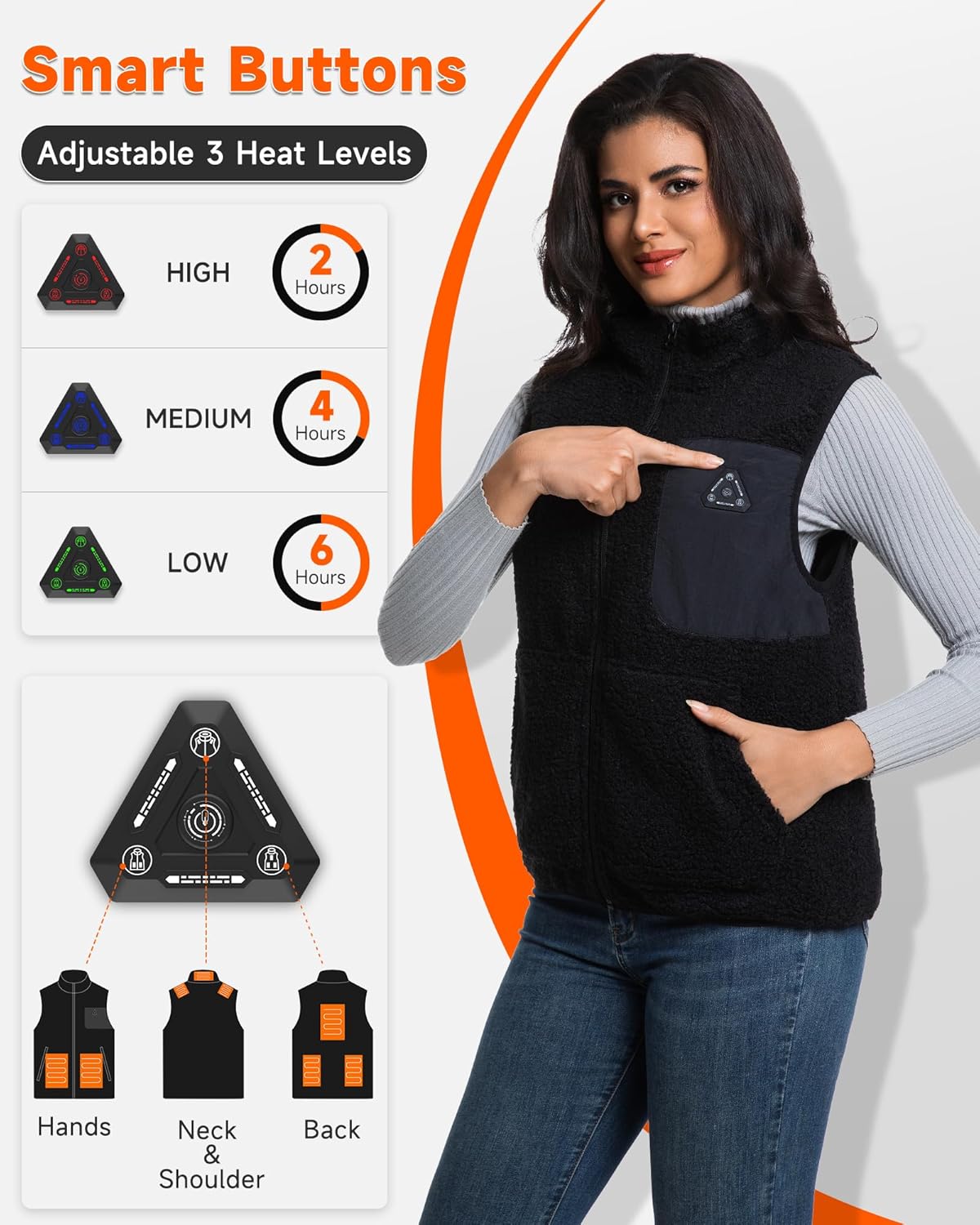 FERNIDA Women's Heated Fleece Vest with Battery Pack Rechargeable Electric Heated Vest with 8 Heating Zones for Winter Warmth - Image 2