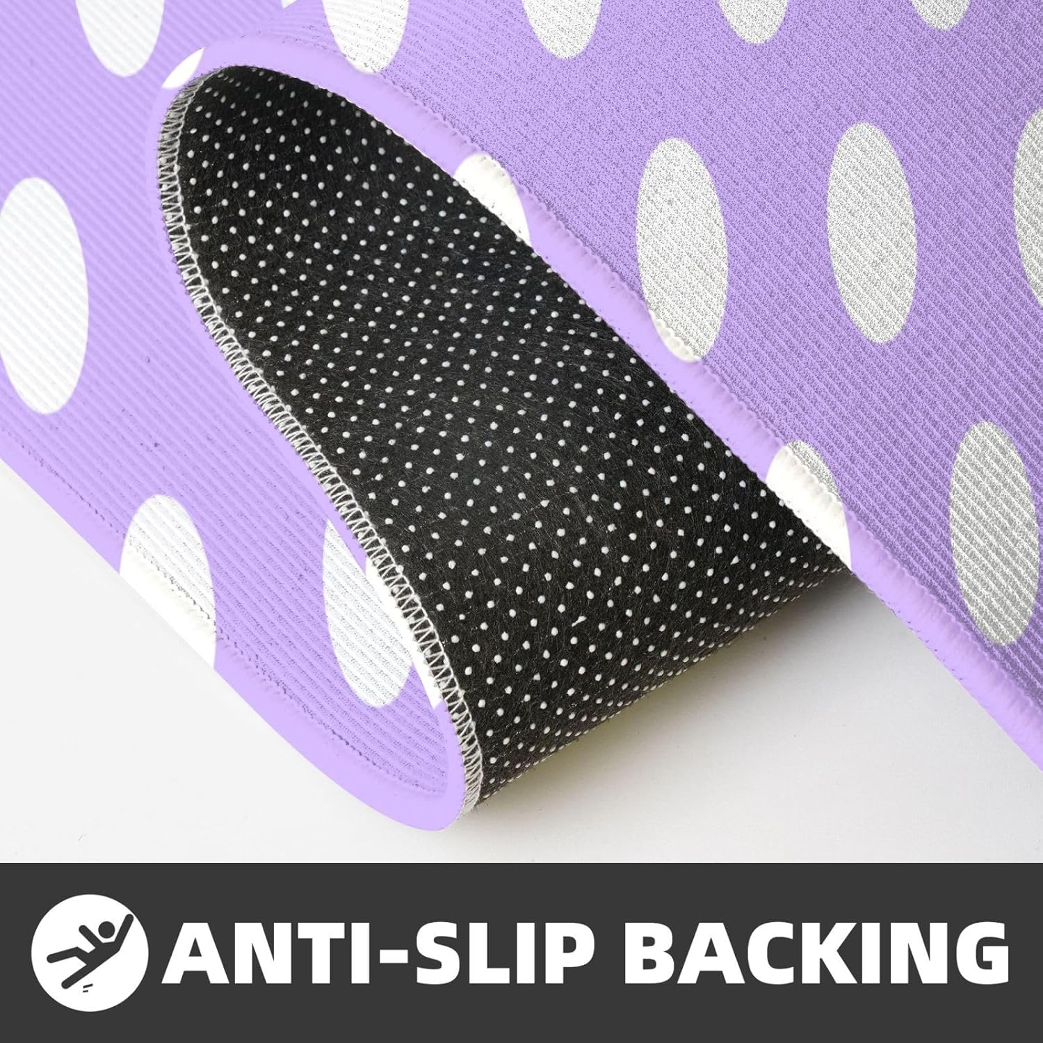 Light Purple Polka dot Print (G) Kitchen Rugs Sets of 2 Non Slip Washable, Anti Fatigue Kitchen Mats for Floor, Home Decor