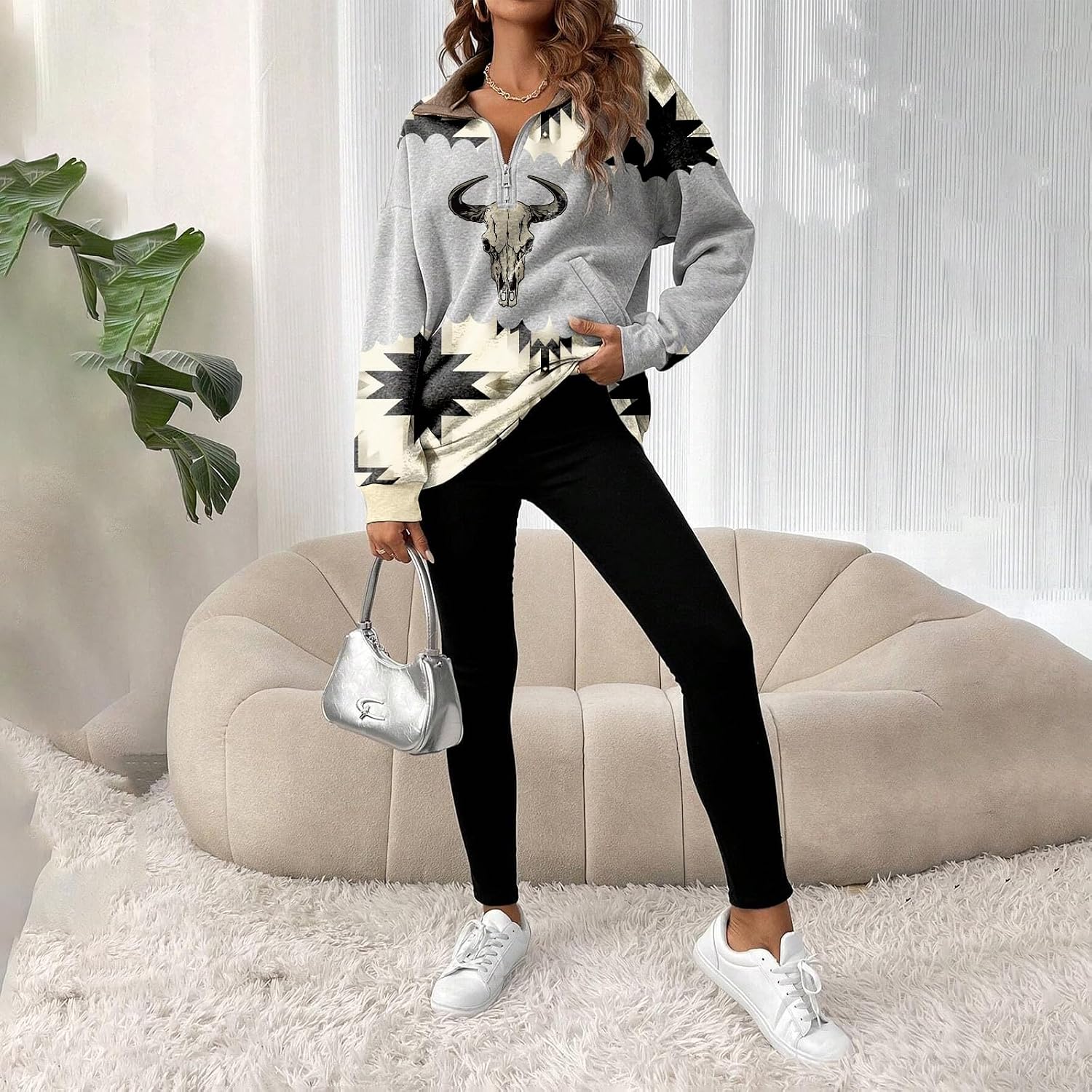 domirica Half Zip Pullover Sweatshirt for Women Oversized Sweaters Long Sleeve Casual Fashion Shirts