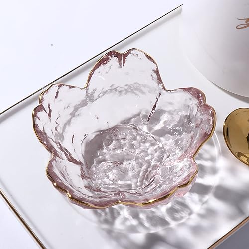 Miniatura 7 de Leadigol 2 platos de condimentos, pequeños platos de vidrio con flores rosas, cuencos de salsa de soja, cuenco decorativo con forma de flor de