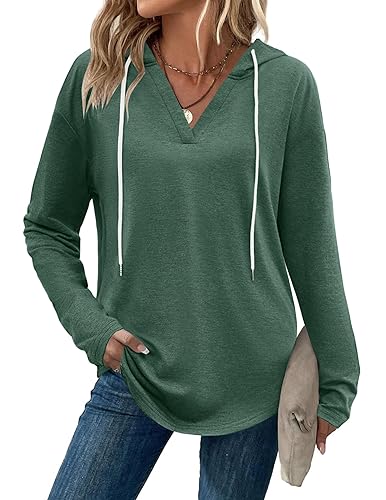 Zeagoo Hoodies for Women Long Sleeve Drawstring V Neck Pullover