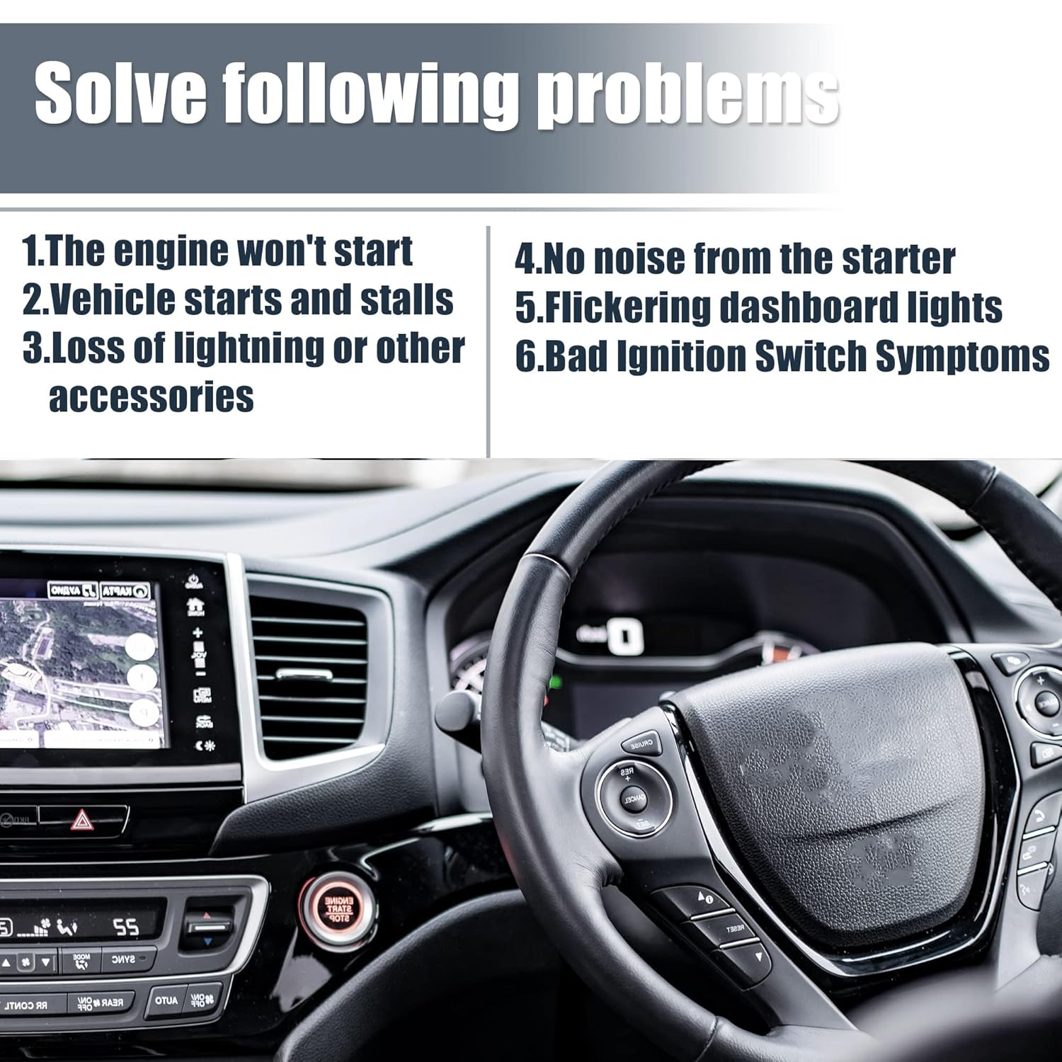 35881-TG7-A03 Keyless Engine Start Ignition Switch, Push Button Starter Switch, One-Button Start Switch Parts,for Honda Pilot Ridgeline Passport 2016 2017 2018 2019 35881-TG7-702 35881-TG7-701, Black