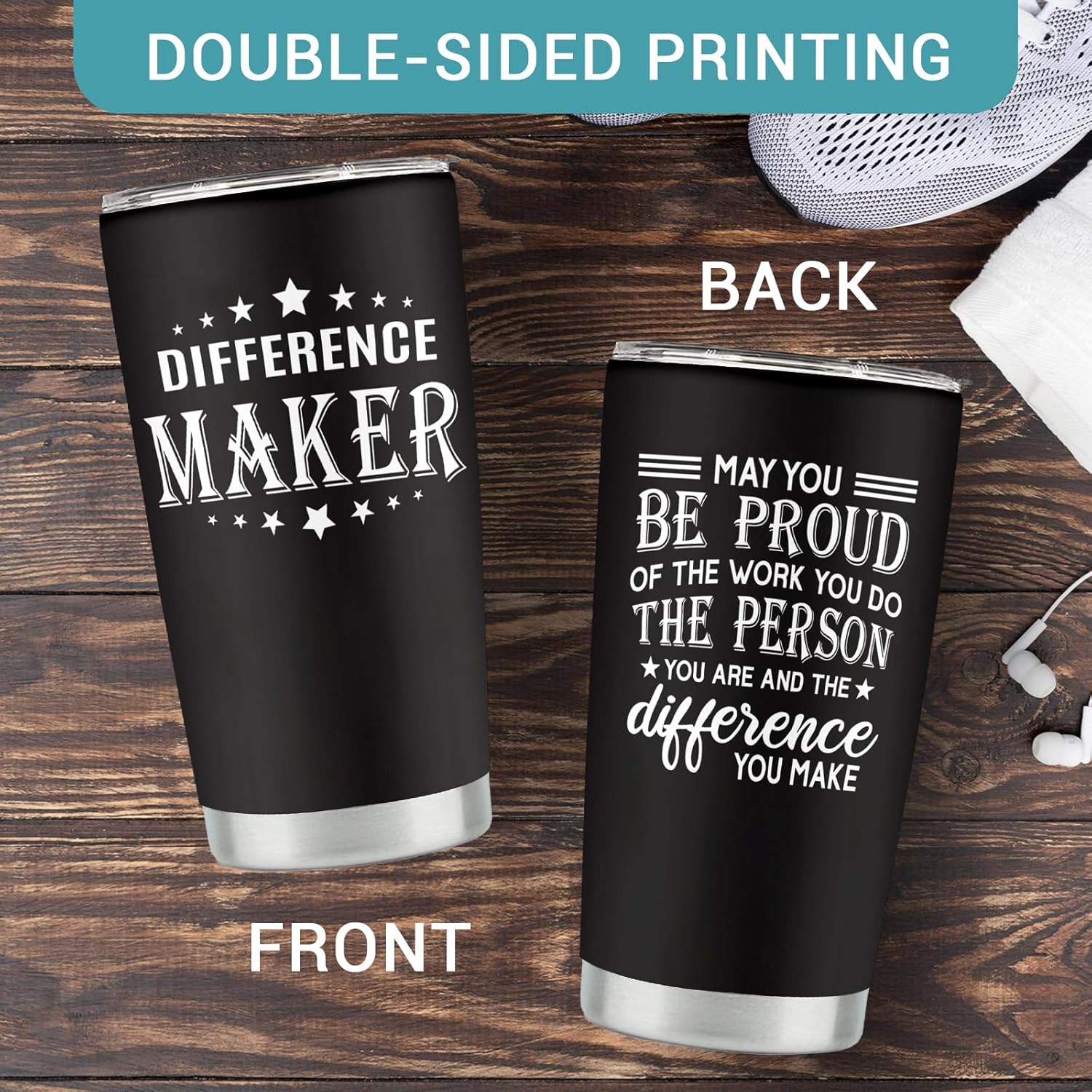 Difference Maker Tumbler, Thank You Gifts for Men Women, Employee Appreciation Gift, Work Anniversary, Farewell, Christmas, Birthday Gift for Coworkers, Teacher, Nurses, Boss, Employee 20oz Tumbler - Image 3