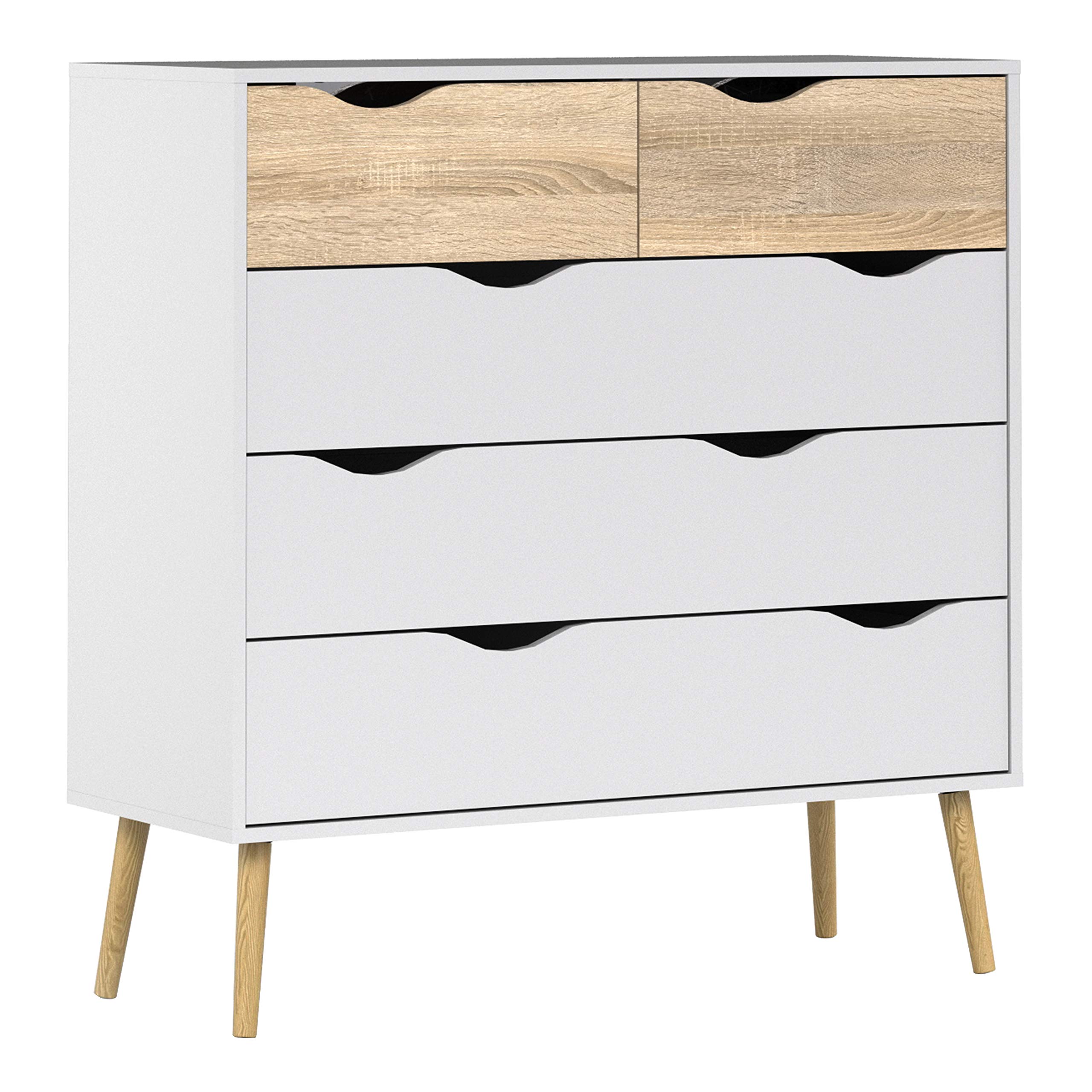 Furniture To Go | Oslo Chest of 5 Drawers (2+3) in White and Oak