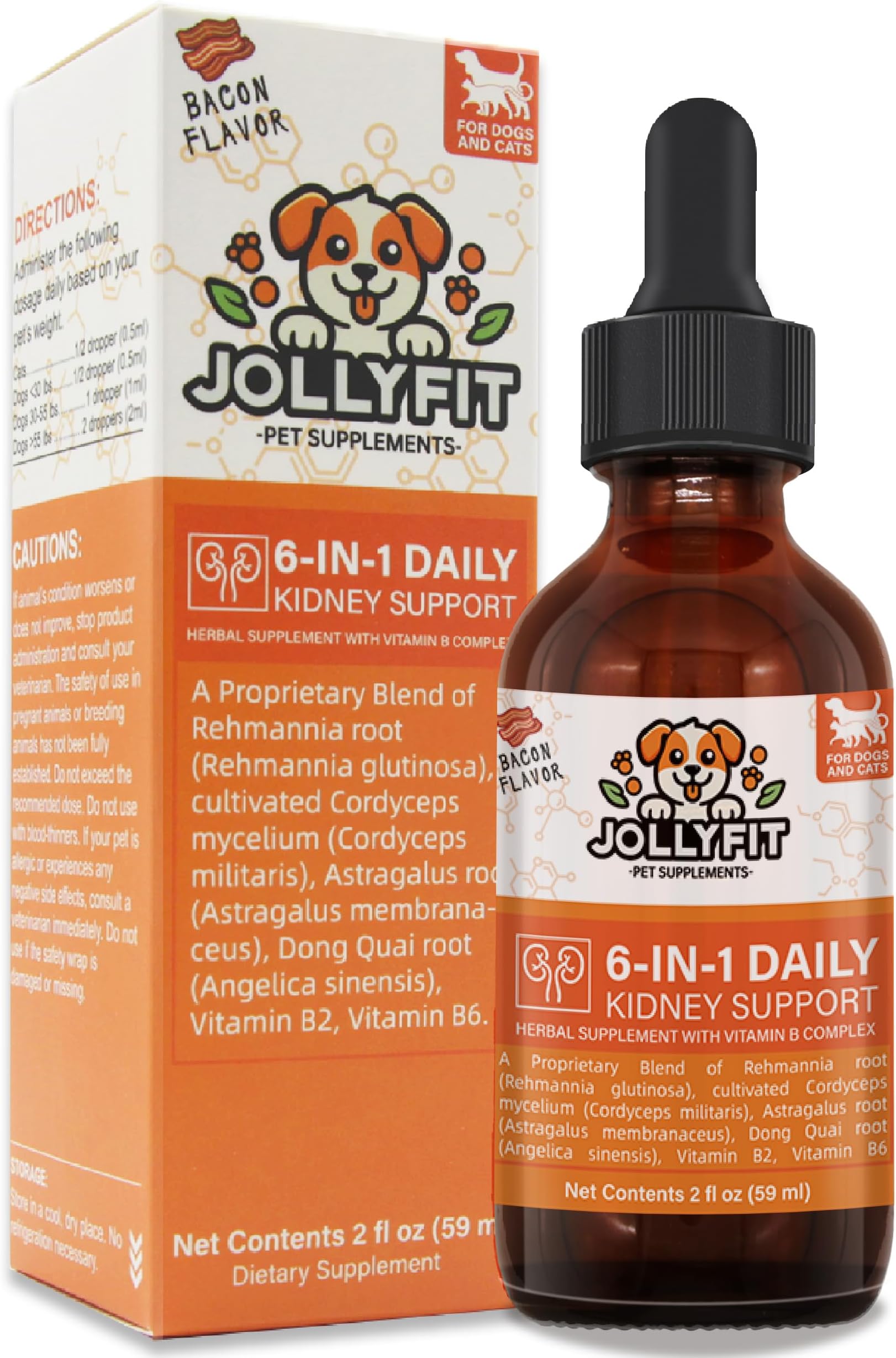 6-in-1 Kidney Support for Cats & Dogs – Promotes Healthy Kidney Function, Energy Levels & Fluid Balance – Veterinarian Formulated Herbal Supplement with Vitamin B2 & B6 – 2 fl oz (59 ml)