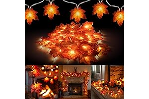 Dazzle Bright Thanksgiving Maple Leaf Garland String Lights