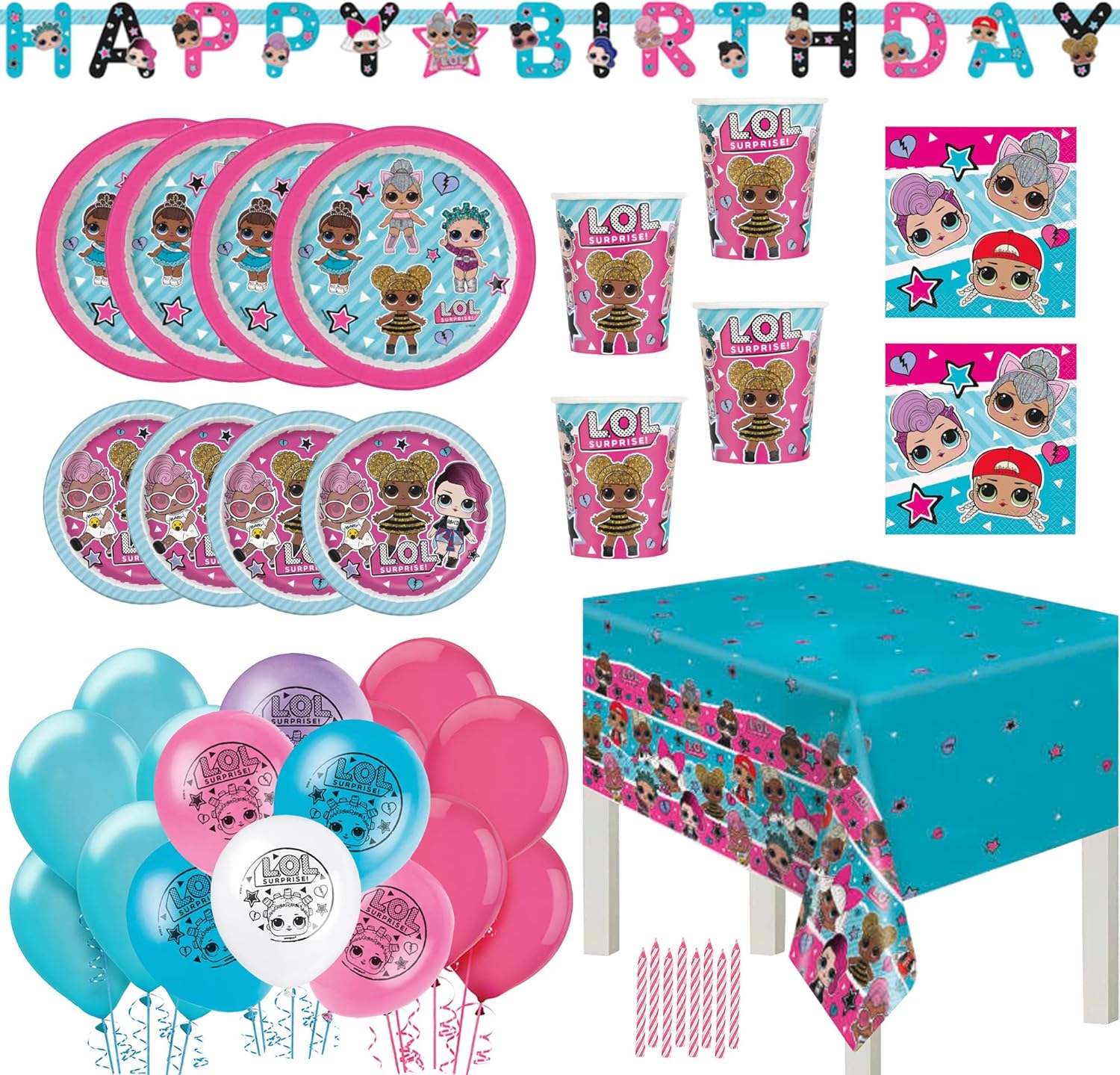 Unique LOL Surprise Birthday Party Supplies and Decoration Pack for 16