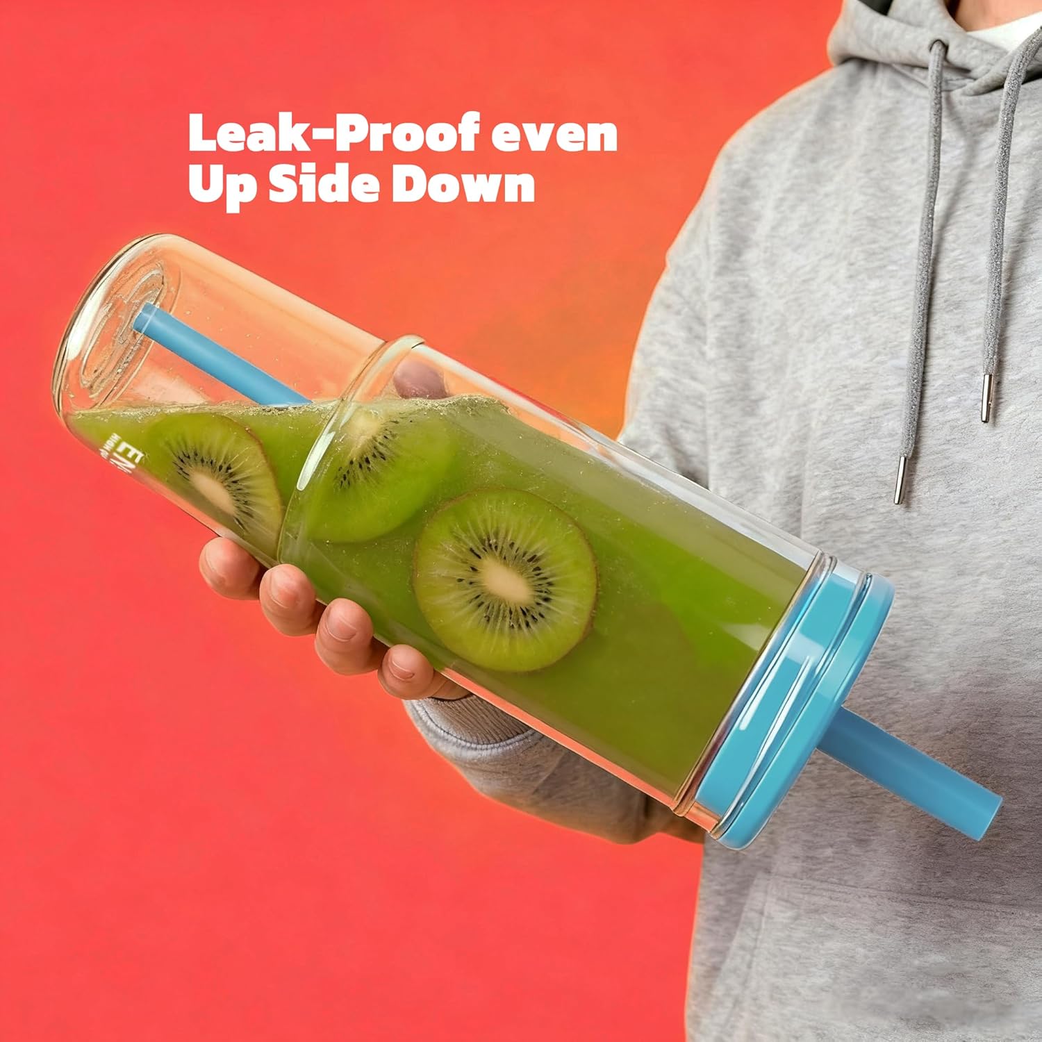 40oz Insulated Blue Tumbler with Handle and Lid & Straw, Reusable Travel Mug for Clod and Hot Drinks, Double-Wall Plastic Water Bottle,Crystal-Clear,Car Cup Holder Fit, Leakproof,BPA-Free - Image 5