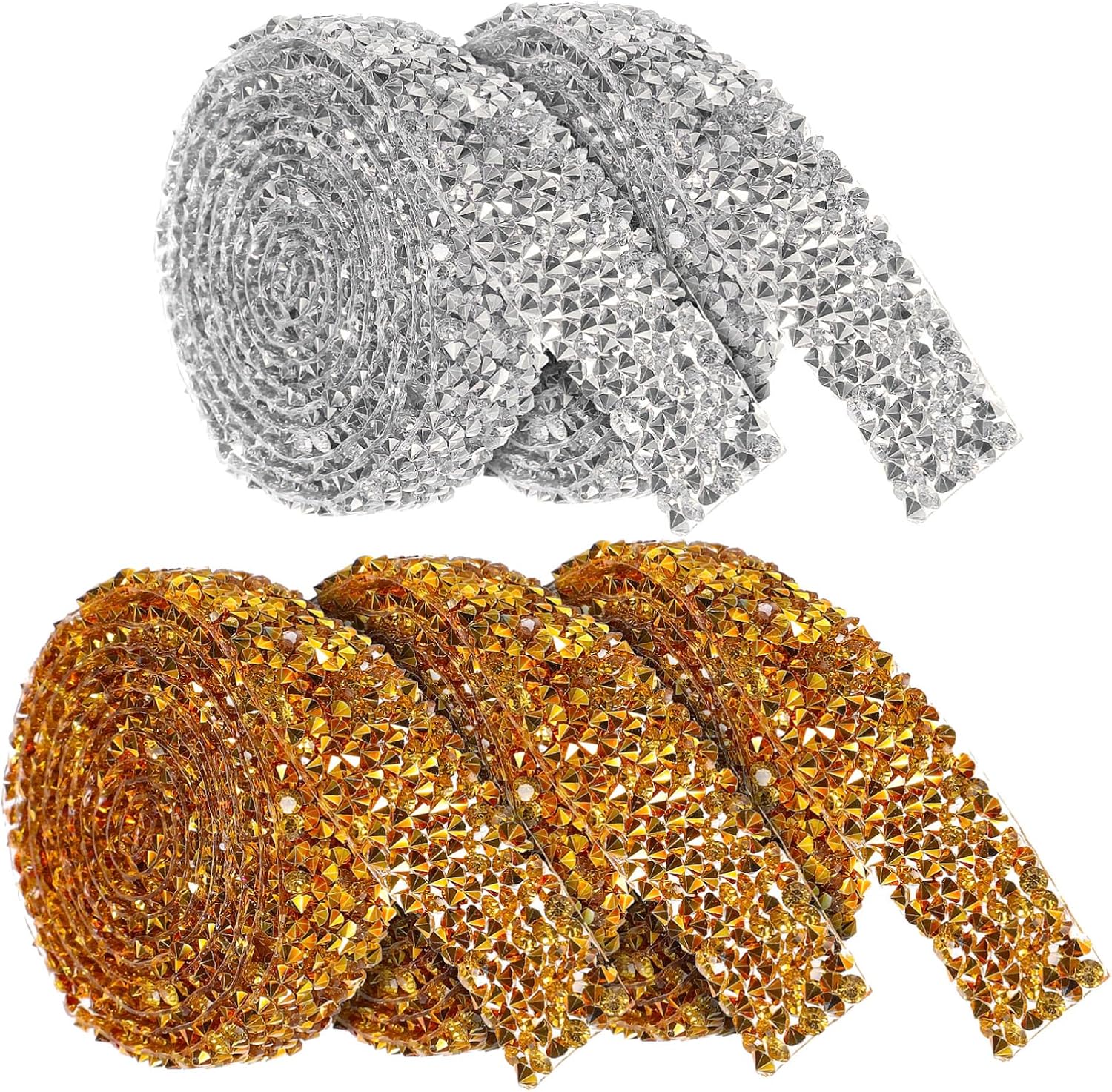 OSALADI 5Rolls Sparkling Adhesive Rhinestone Ribbon Strips Bling Wrap Stickers for DIY Crafts Mobile Phones Notebooks Photo Frames and Home Decor