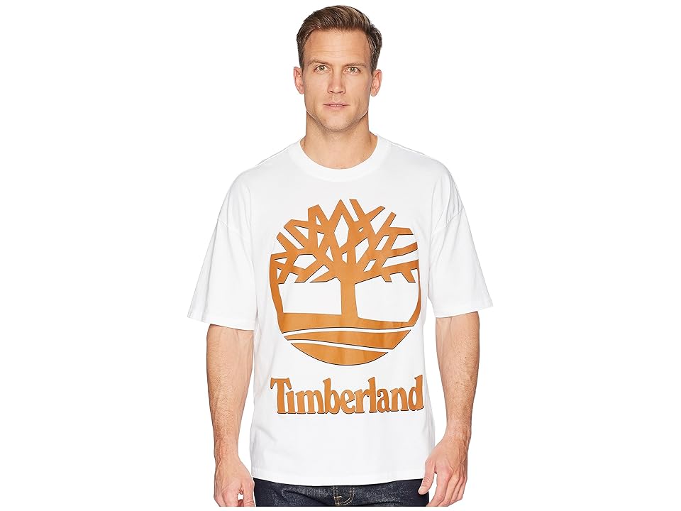 

Timberland Short Sleeve New 90s Inspired Tee (White/Leather Brown) Men's T Shirt
