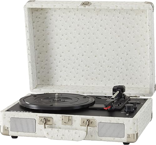 Miniatura 2 de Crosley CR8005F-WO Cruiser Plus - Tocadiscos de vinilo vintage de 3 velocidades con Bluetooth y maleta para tocadiscos de vinilo, avestruz blanco