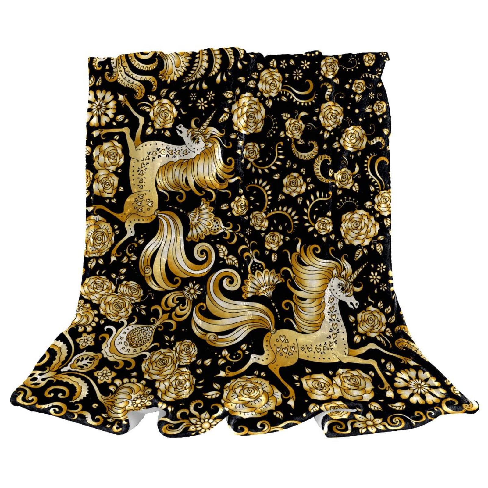 Couverture polaire licorne d'or plaid canapé lit salon 150x100