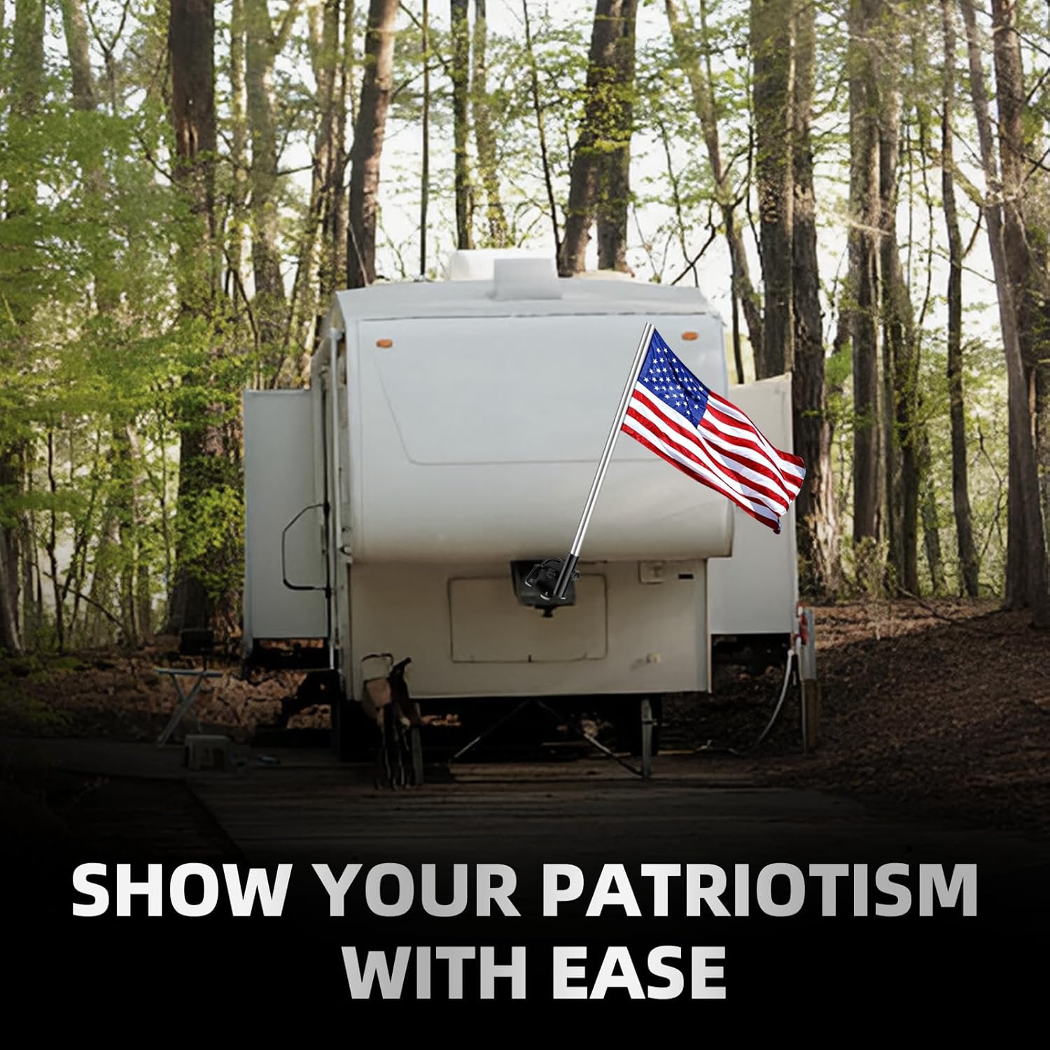 Magnetic Flag Pole Holder for 5th Wheel RV Hitch - Heavy Duty Hitch Flag Pole Holder, No Drill RV Flag Pole Mount, 90° Adjustable, Fits Campers, Trailers, Trucks