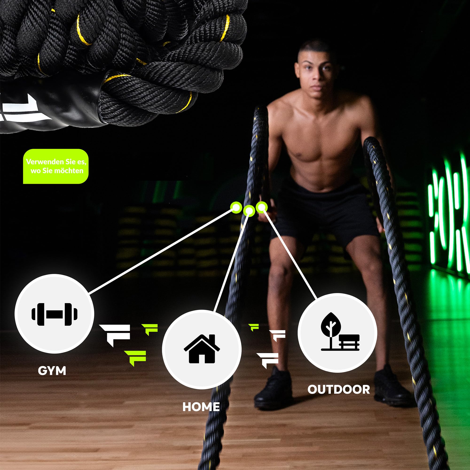 FIZYO Battle Rope 15m – Trainingsseil Fitness für Functional Training