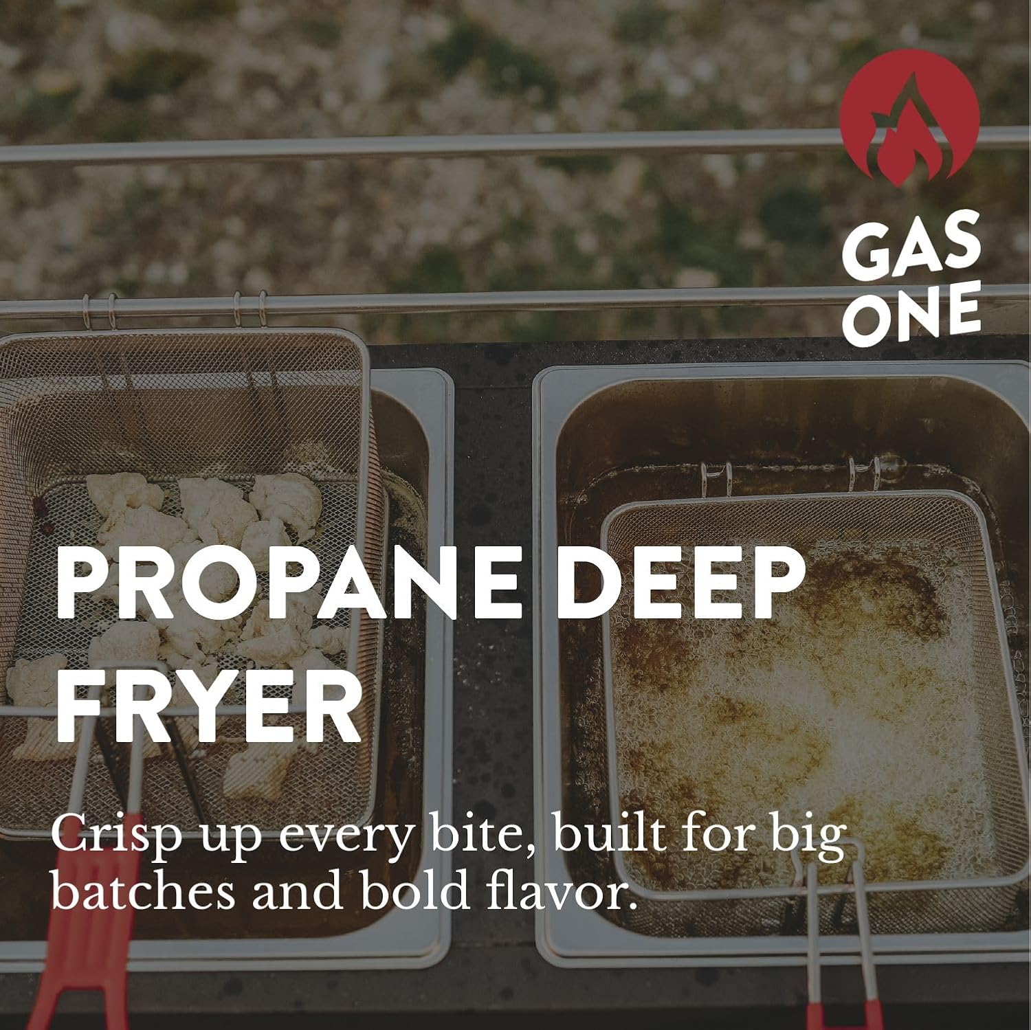 GasOne B-5850A Outdoor Propane Deep Fryer - Double Burners, 16 Qt Removable Baskets & Lids, Oil Fryer Cart with Thermometer & Regulator - Perfect for Outdoor Cooking & Commercial Use