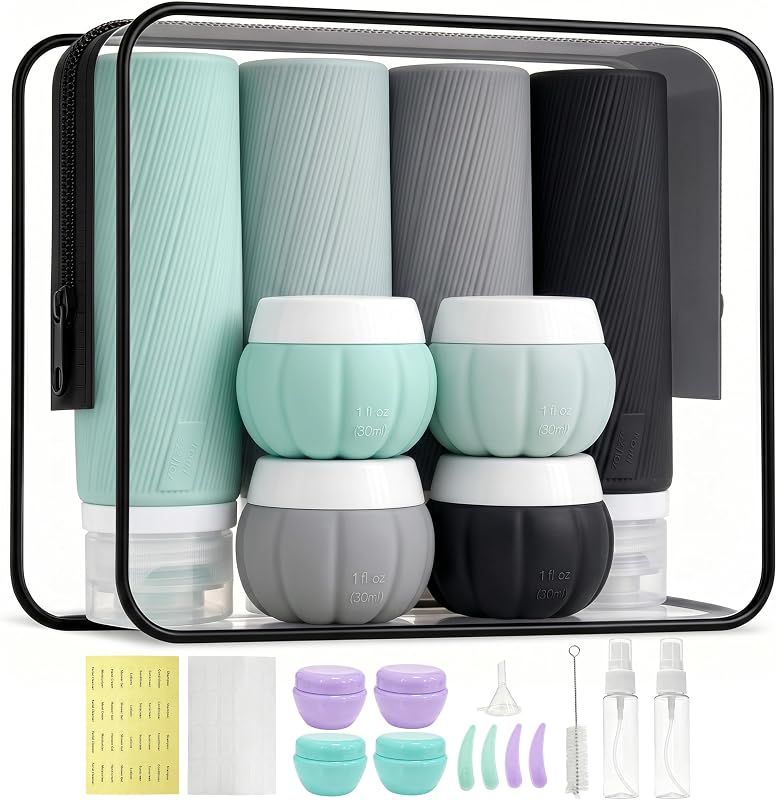 Ruinovate Kit com 23 Frascos Recarregáveis para Viagem em Silicone