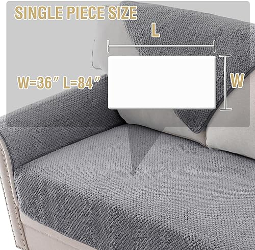 Miniatura 2 de H.VERSAILTEX Funda impermeable de felpa para sofá con correa, funda antideslizante suave para sofá de 4 cojines, funda protectora para perros,