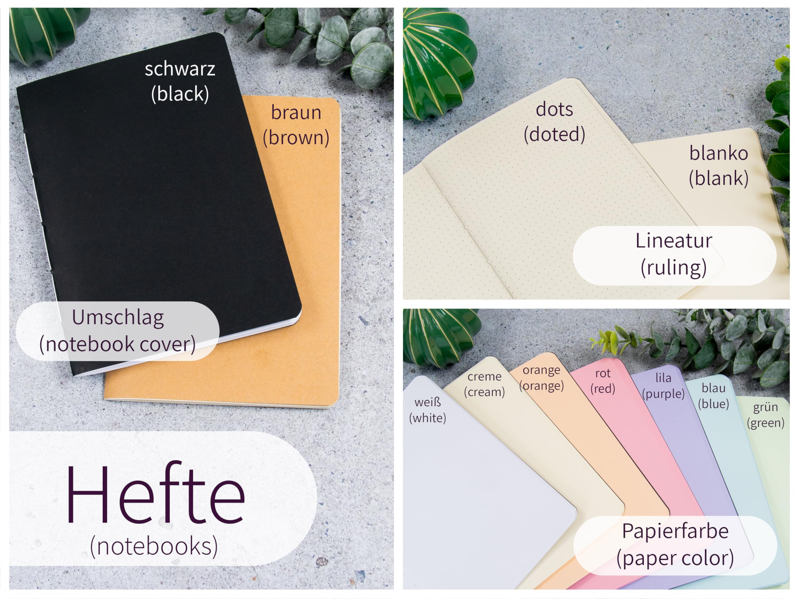 Travelers Notebook, braun, – verschiedene Größen, nachfüllbar – Handmade Journal aus waxed Canvas, Platz für 2 Hefte, optional mit Notizheften, dots oder blanko, undatiert