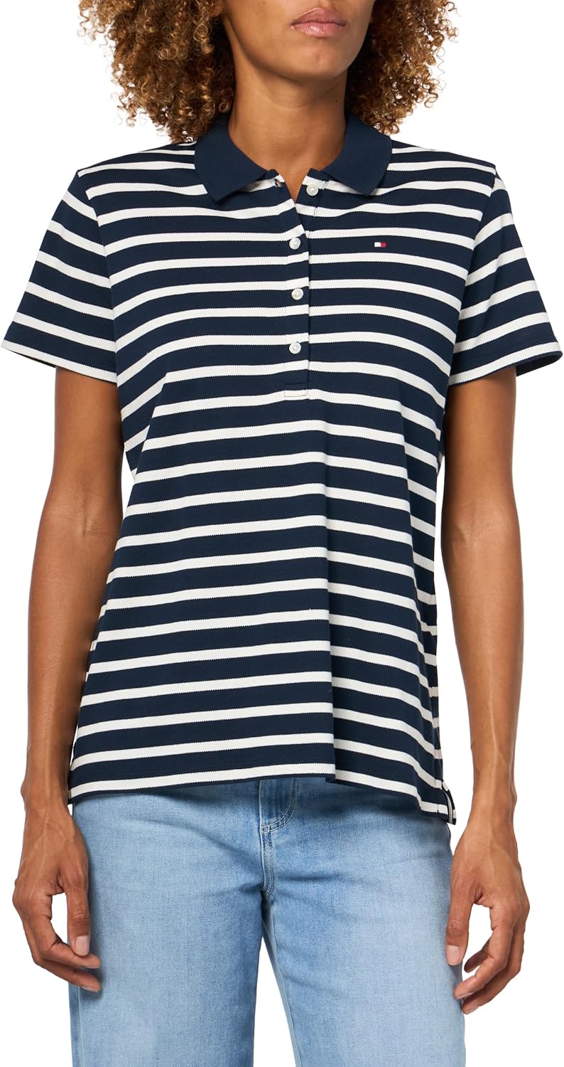 Tommy Hilfiger Women's Cotton Pique Short Sleeve Polo Shirt in Classic Fit with Stretch