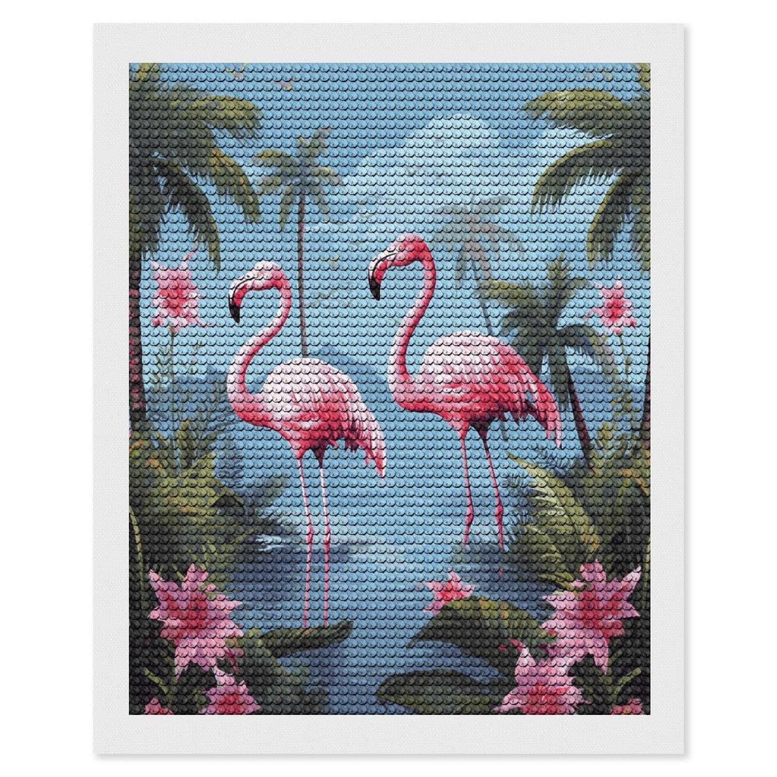 LDGSUPH Tropical Flamingos Diamond Painting Kits for Adults Paint with Diamond Pictures Art DIY Full Drill Diamond Dots Painting Personalized Diamond Photo for Home Wall Decor Gift 16"x20"