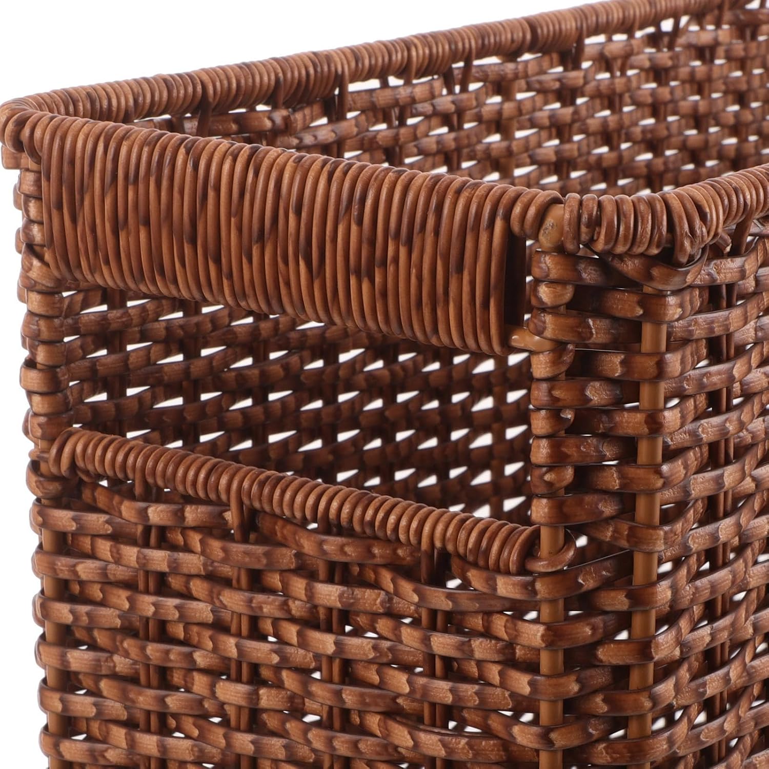 Wakauto Narrow Rectangular Storage Basket with Handle Vintage for Files