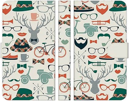 Amazon Co Jp Ruuu Urbano V03 Kyv38 手帳型 スマートフォン スマホ ケース カバー おもしろ イラスト ひげ メガネ バイク ファッション 鹿 シカ 北欧 北欧柄 メンズ レディース 男女兼用 人気 面白い かわいい 可愛い おしゃれ ユニーク 個性的 ペア おそろい