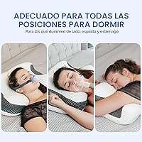 Vista 6 de Elviros Almohada cervical CPAP para el cuello para dormir, almohada ergonómica de altura ajustable para el cuello, almohada de espuma viscoelástica