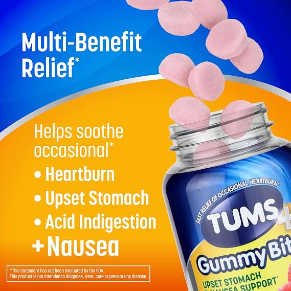 TUMS Plus Upset Stomach & Nausea Support, Dietary Supplement, Ginger Berry - 45 Count