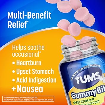 TUMS Plus Upset Stomach & Nausea Support, Dietary Supplement, Ginger Berry - 45 Count