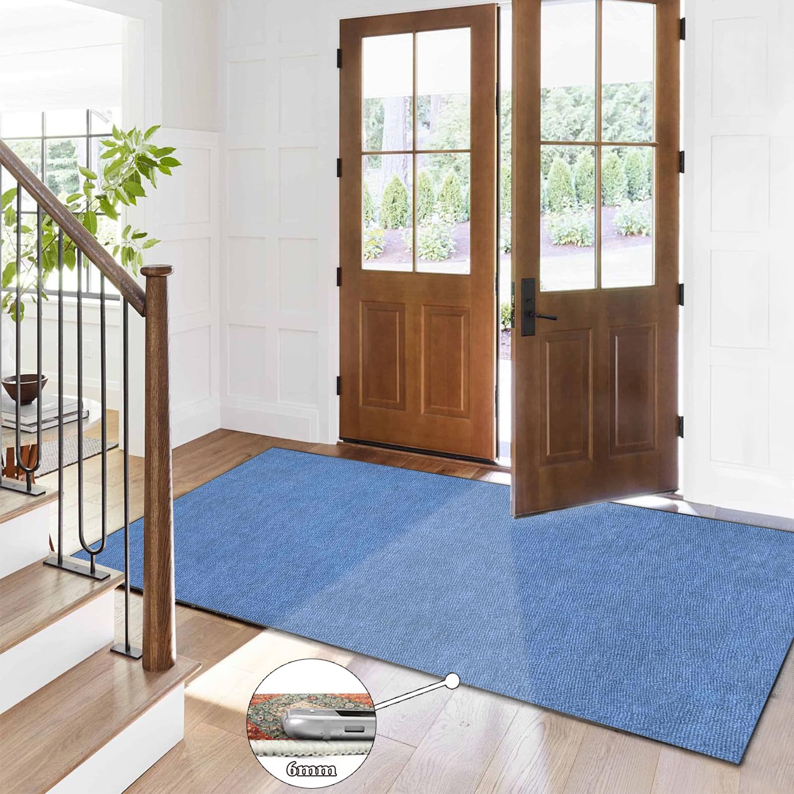 Alfombra de Pasillo Corredor Alfombras Cocina Lavable Antideslizante Tapete Cozinha Largo Felpudo Entrada Casa Interior Por Metros 40 x 300 cm Alfombrilla para áreas Baño Dormitorio Salón Azul