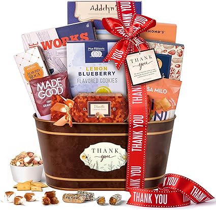 Broadway Basketeers Thank You Gift Basket Send Your Appreciation with This Beautiful Display Basket. Enjoy the Large Assortment of Sweets and Savory Treats, Perfect for Mom Dad Friends