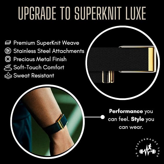AR LABS SuperKnit Luxe WHOOP 5.0 Peak/One & MG Compatible Band | Premium Ultra-Soft Weave | Stainless Steel Precious Metal PVD Treated | Includes Hook, Clasp & Slider