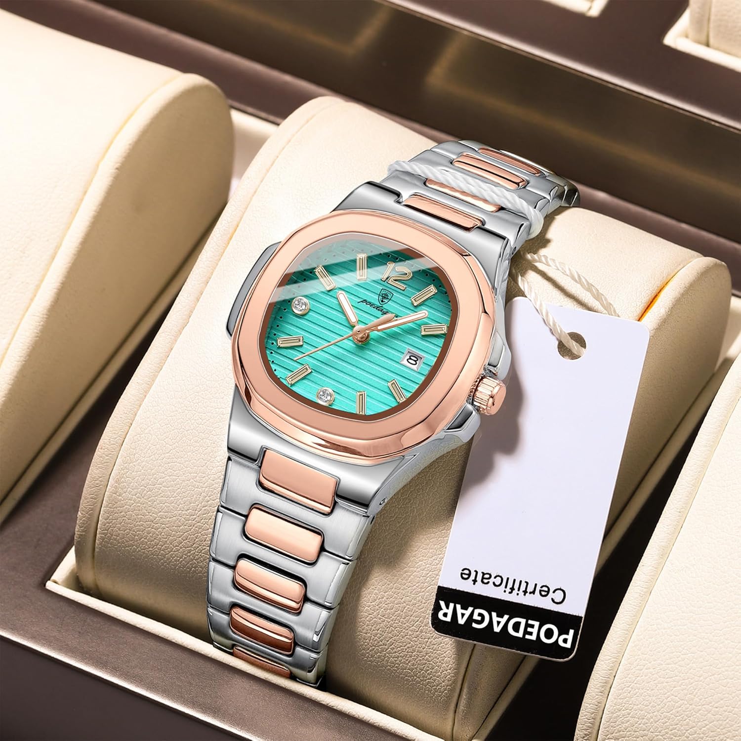 Watch for Women Business Dress Analog Quartz Two Tone Stainless Steel Waterproof Luminous Date Luxury Casual Wrist Watch - Image 2