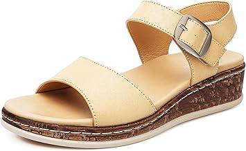DimaiGlobal Women's Open Toe Summer Wedge Walking Sandals Platform Plantar Support Secure Fit Buckle Sandals
