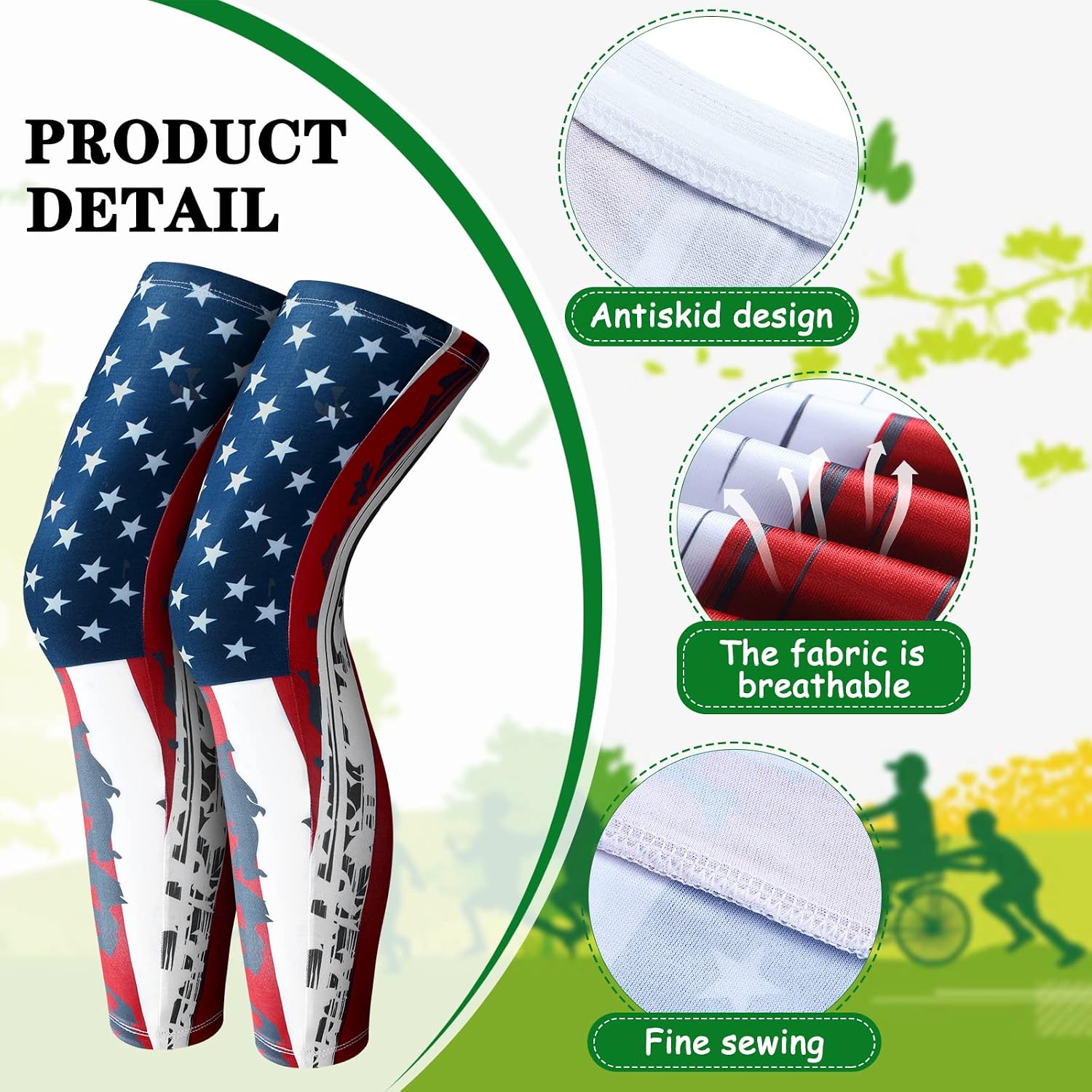 Skylety Compression Leg Sleeve Full Length Leg Sleeves Sports Cycling for Men Women, Running, Basketball