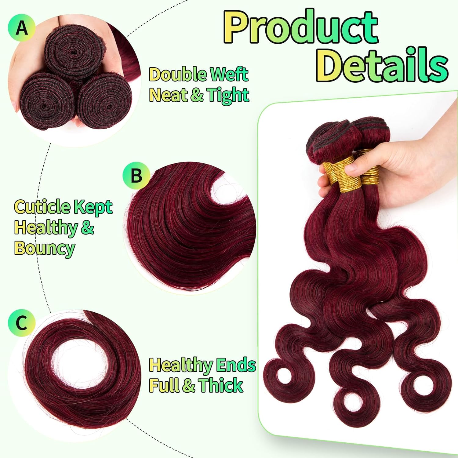 Human Hair Bundles Body Wave Burgundy Red, 20 Inch - 1 Bundle, Antousha Body Wave Bundles Human Hair 12A Brazilian Virgin Wavy Hair Bundles for Women