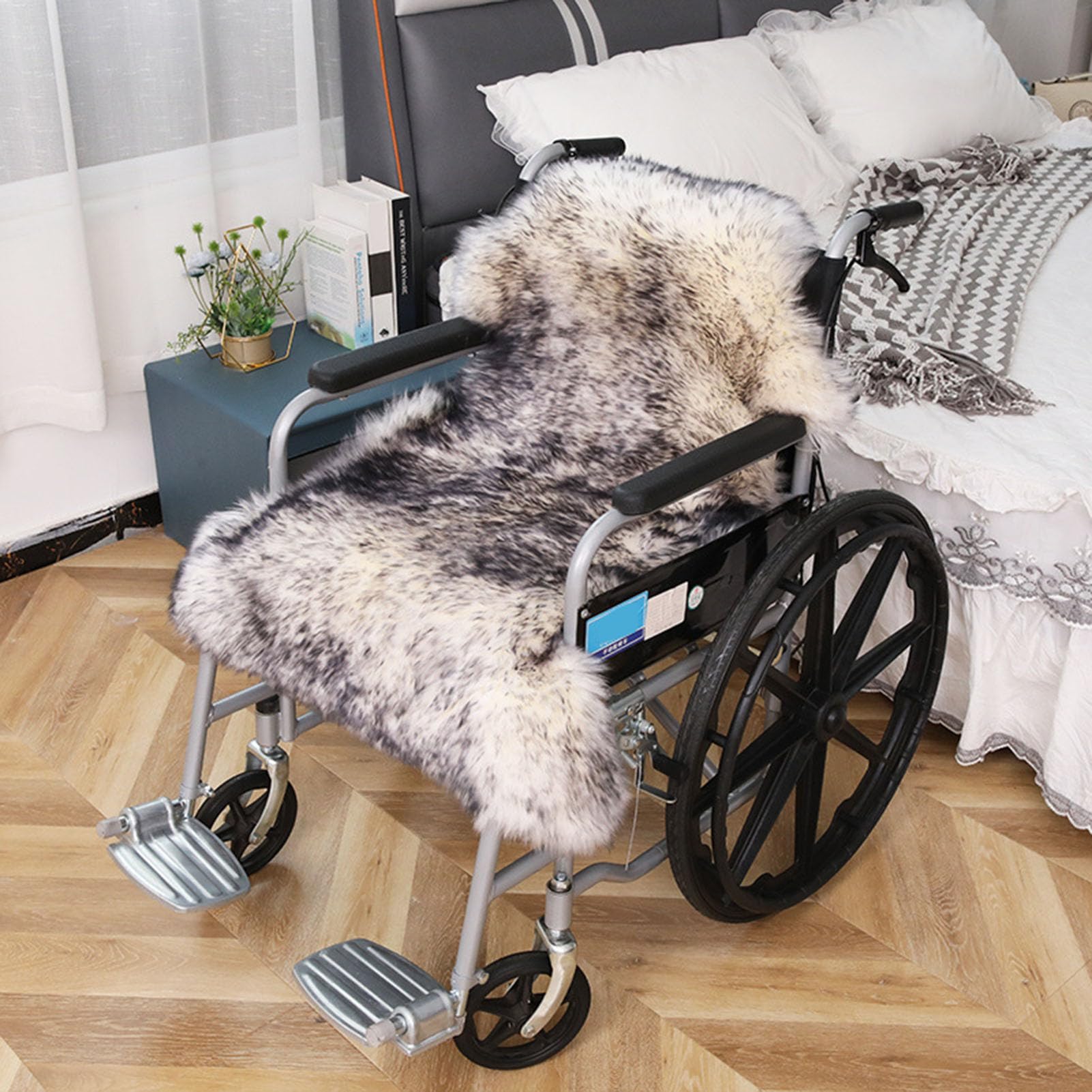 Cojín para silla de ruedas de forro polar de lana pura, funda de asiento cálida para invierno, súper suave y cómodo para sillas de ruedas, coches u hogar