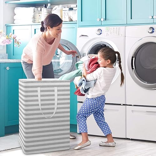 Miniatura 6 de WISELIFE - Cesta de lavandería grande plegable con asas, resistente al agua, cesta de almacenamiento, cestos de almacenamiento para ropa y juguetes