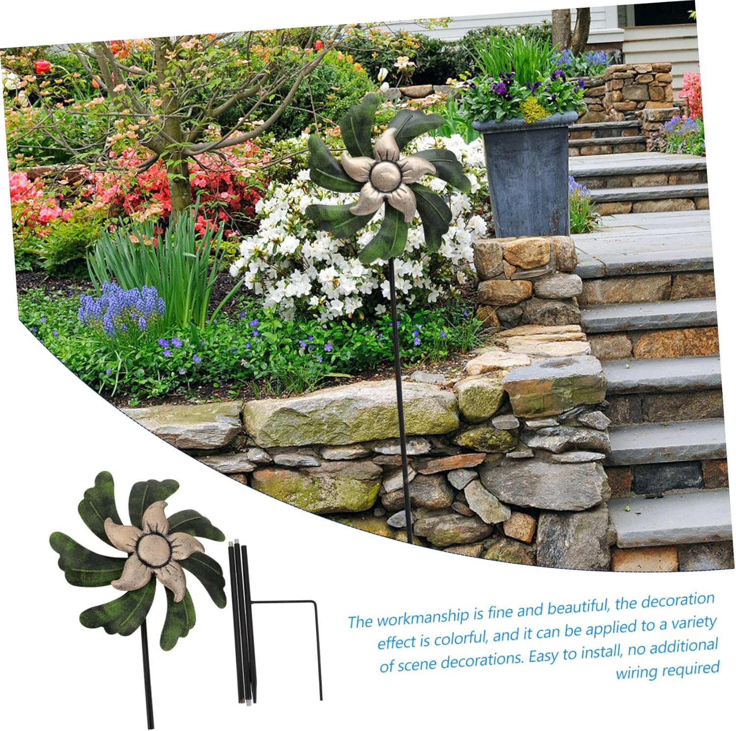Iron Garden Windmill Pinwheel Decor for Outdoor Spaces Creative Yard Adornment Kinetic Spinning Design for Lawn and Patio Decoration