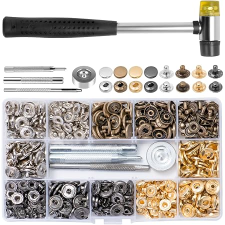 SPOKKI 212 Pièces Kit Boutons Pression 12.5 Mm – 4 Couleurs Métal Cuivre Pour Cuir Et Vêtements