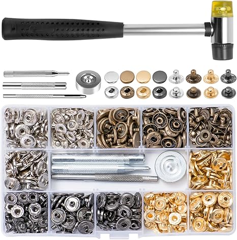 Snap Fastener Kit, 50 Set Brass Boutons-Pression En Laiton Pour Chemise En Cuir Veste Jeans Sacs Bagagerie Décoration Accessoires(Bronze 12.5mm