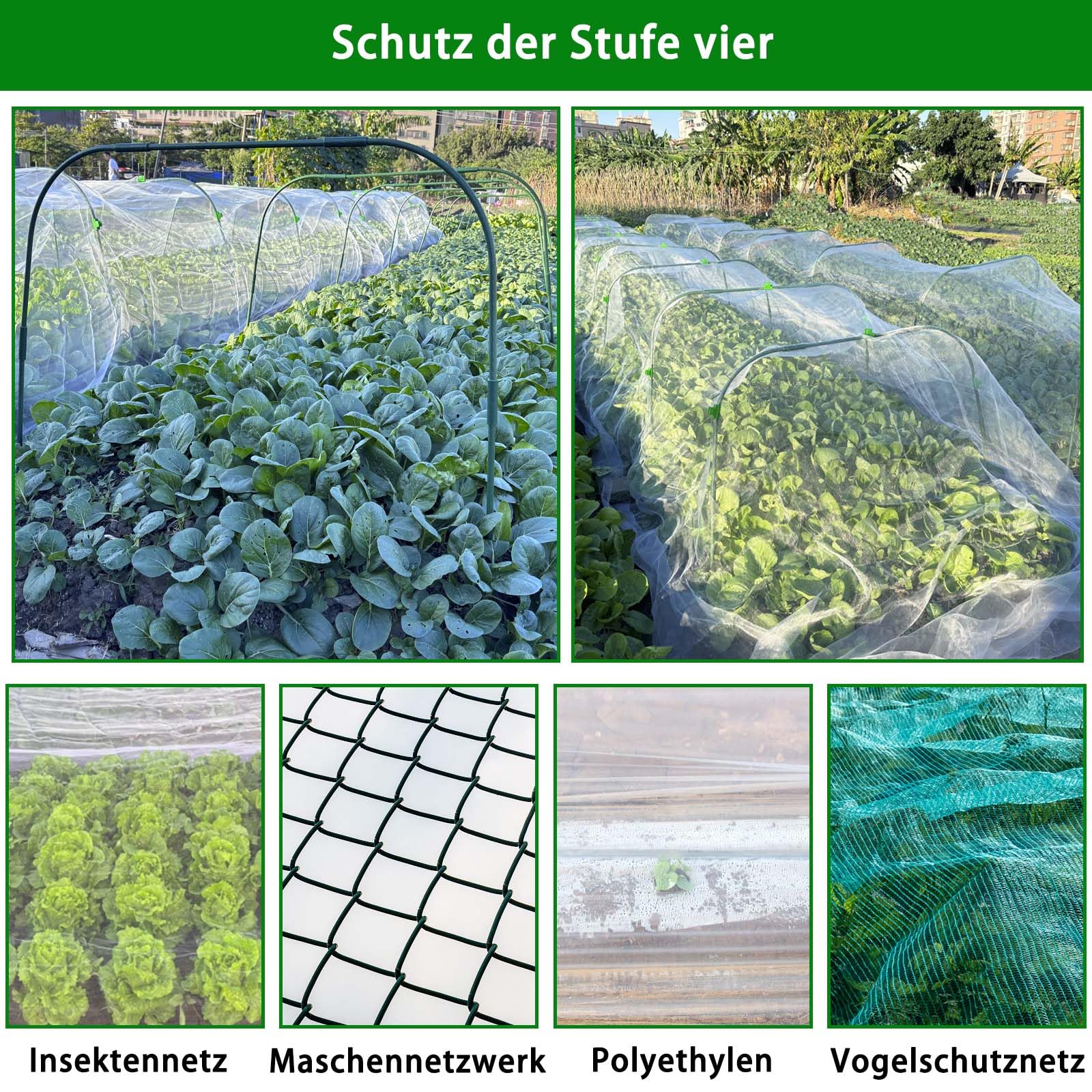 8 Sets 82x105cm Gartenbögen für Netze mit 24 Clips,Rostfreie,Abnehmbare Pfähle,Anzuchttunnelbogen für Gewächshausbögen,Gartennetzrahmen,PflanzeNstützrahmen für Grünpflanzen Gemüse